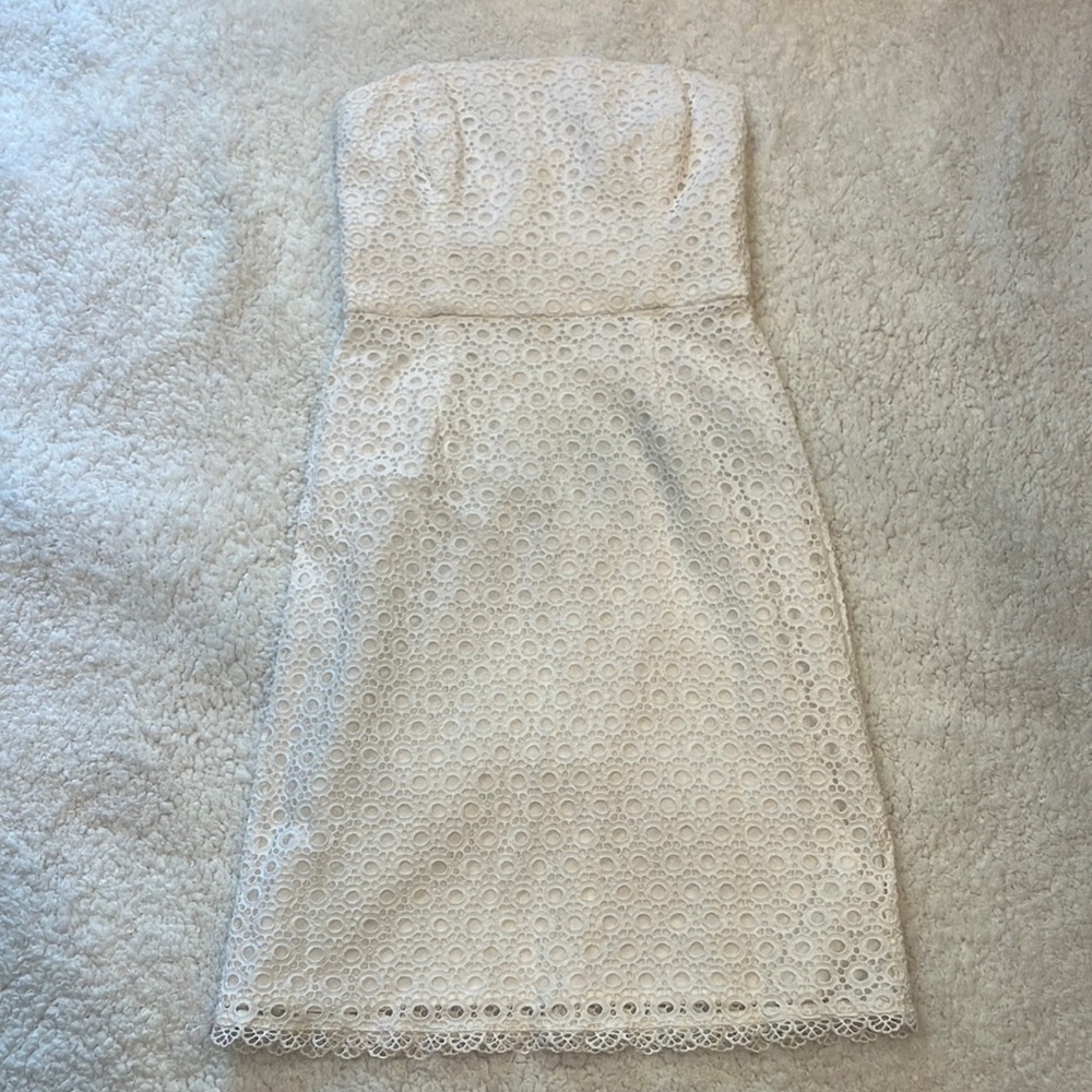 Shoshanna white eyelet strapless dress